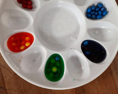 Water is changing colors because of the Skittles.