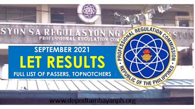 September 2021 LET Results - LET Teachers Board Exam