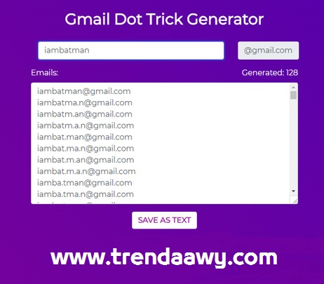مولد ايميلات جيميل-Gmail Dot Trick Generator