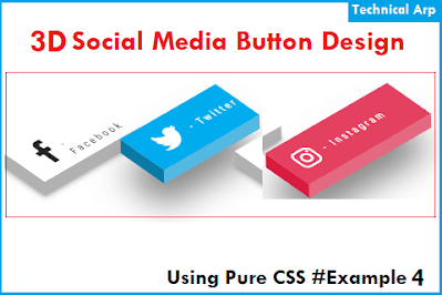 3D social media buttons css animation source code