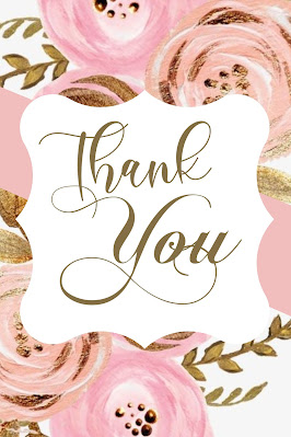 Thank You Greeting Cards - Floral Pastel Pink Gold Theme - 10 Free Printable Beautiful, Unique, Stylish Images