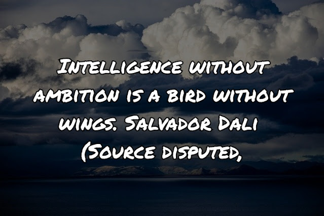 Intelligence without ambition is a bird without wings. Salvador Dali (Source disputed,