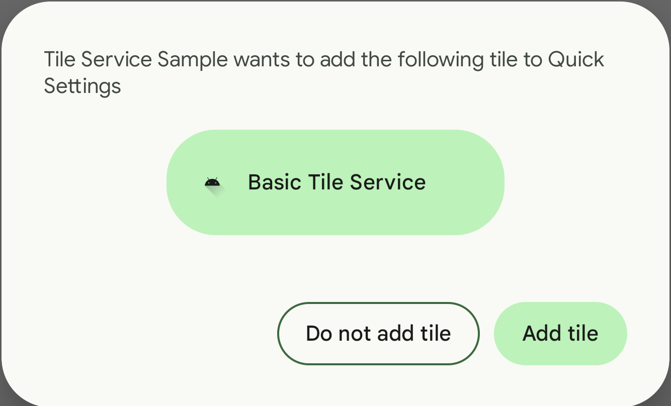Tile service sample wants to add the following tile to Quick Settings Alert