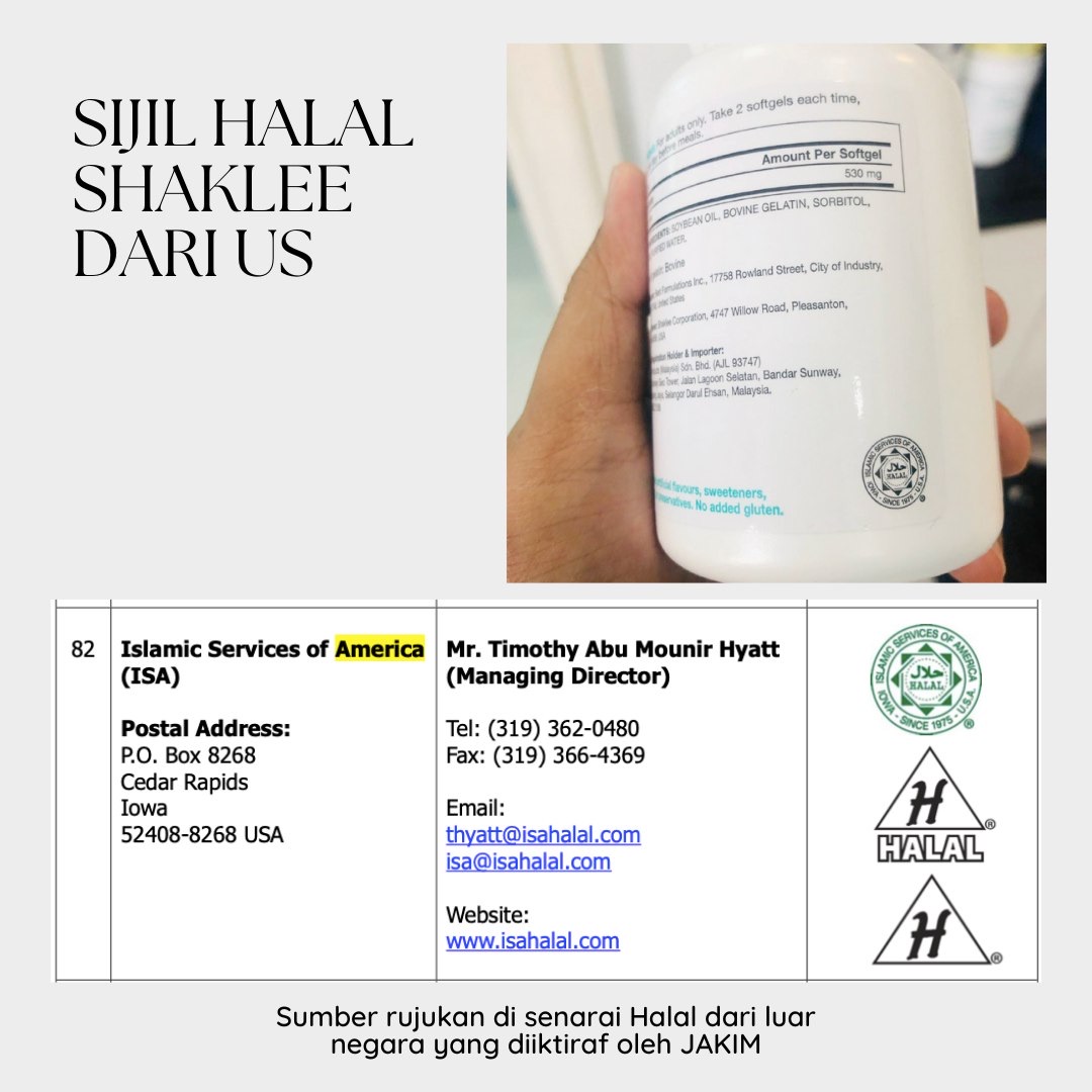 Sijil Halal Shaklee 2022 Dari US