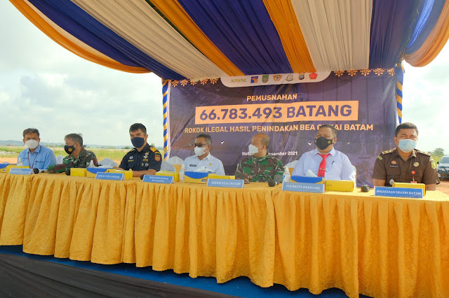 Bea dan Cukai Batam Musnahkan 66,78 Juta Batang Rokok Ilegal Senilai Rp 67,92 Miliar,-