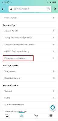 Use Visa gift card on Amazon mobile App
