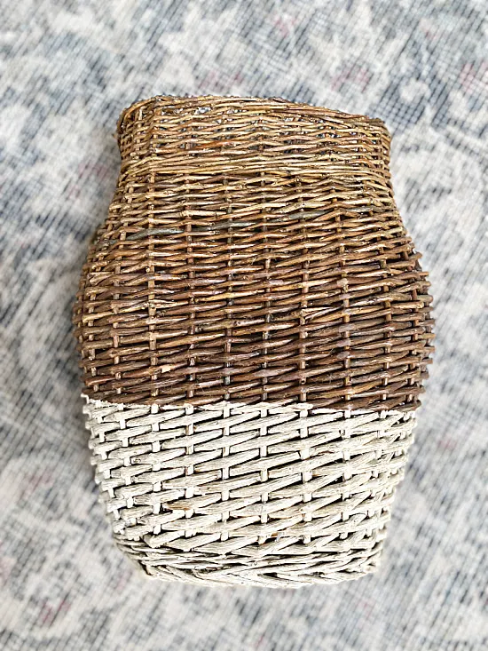 basket with white painted bottom