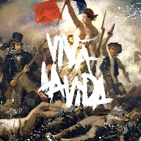 Album cover of Coldplay, Viva la Vida or Death and All His Friends, over Delacroix's Liberty Leading the People painting.
