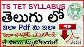 TS TET PAPER-1,2 2022 SYLLABUS IN TELLUGU  DOWNLOAD NOW