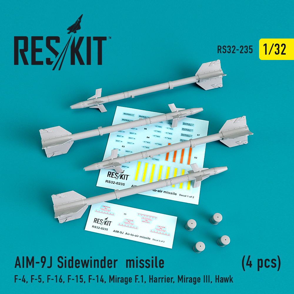 4 pcs scale kit 1:48 resin model Reskit RS48-0236 AIM-9L Sidewinder missile 