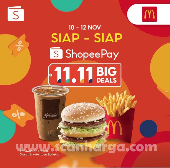 Promo McDonalds ShopeePay BIG DEALS 11.11 - CASHBACK 50% & Voucher Diskon 50Ribu