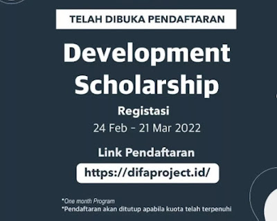 Pendaftaran  Beasiswa Development Scholarship (Self-Development) Tahun 2022