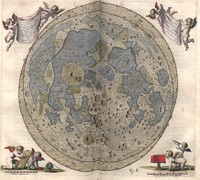 Карта Луны, выгравированная Иоганном Гевелием