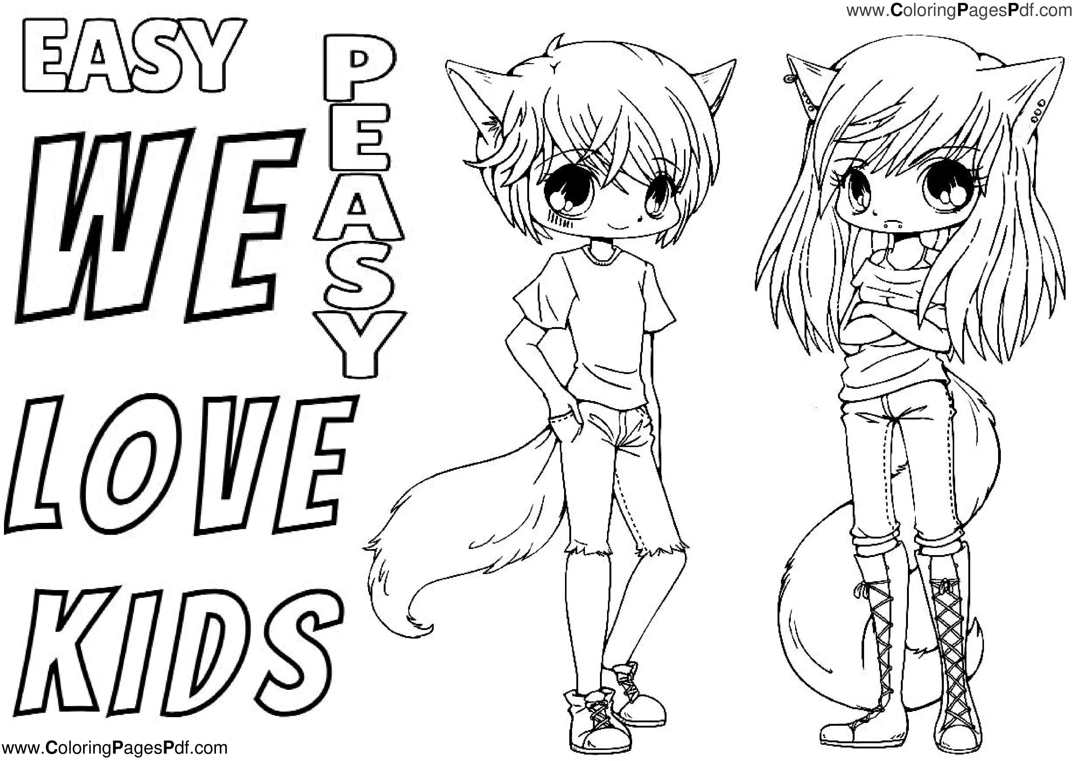Anime colouring pages for kids
