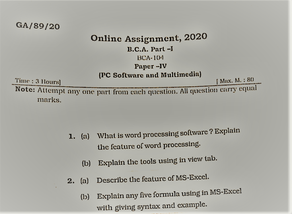 BCA 1st SEM solved question papers PDF