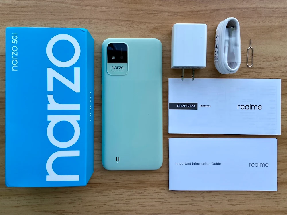 realme narzo 50i Inside the Box and Accessories