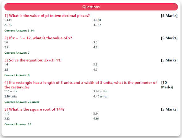 online exam portal view questions img