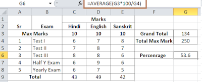 excel formula for percentage