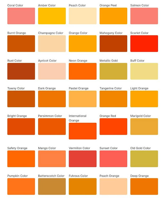 tints and shades of orange