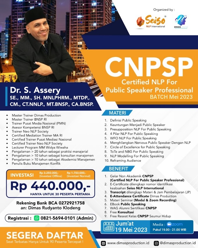 WA.0821-5694-0101 | Certified NLP For Public Speaker Professional (CNPSP) 19 Mei 2023
