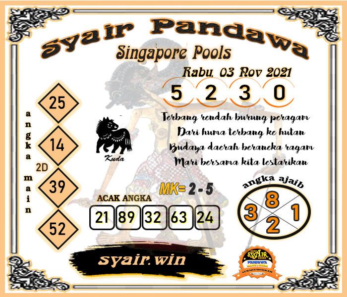 Syair Pandawa SGP Rabu 03-11-2021