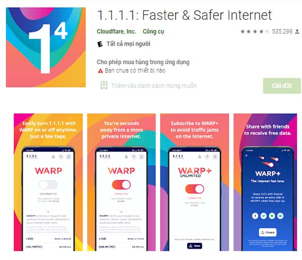 Tải 1.1.1.1 App: Faster & Safer Internet cho Android a