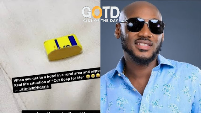 See The Moment 2Face Idibia Reacts After A Hotel In His Homestate, Benue, Cuts A Bar Soap Into Two For Lodgers To Share