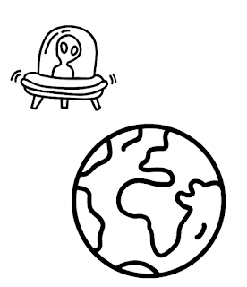 Coloring page UFO Earth