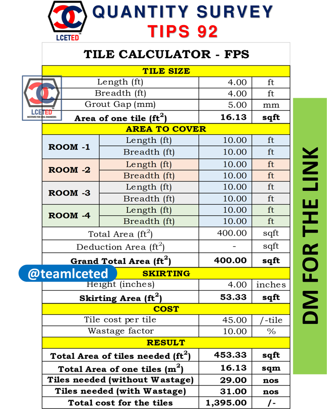 Tile Calculator | Tiles Quantity Estimator | Skirting Calculator