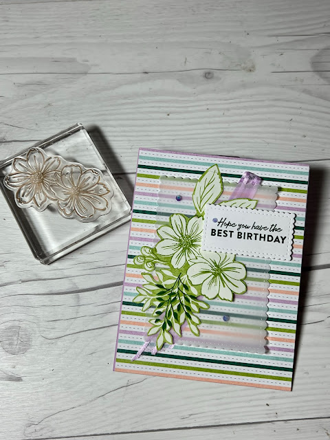 Greeting card with stamped images from the Stampin' Up! Friendly Hello Stamp Set