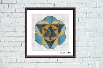 Sacred round cross stitch ornament hand embroidery pattern
