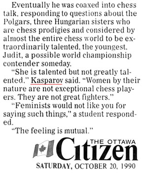 Garry Kasparov's Misogynist Hubris