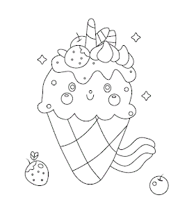 Cute kawaii ice cream unicorn coloring page