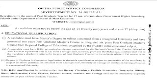 Post Graduate Teacher Jobs Odisha PSC  335 Vacancies