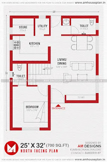 25 x 32 house plan design 700 sq ft