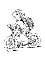 Turtle on bicycle coloring page for kids