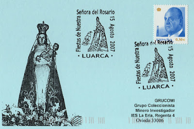 tarjeta, matasellos, Luarca, filatelia, 2007, fiestas, Rosario