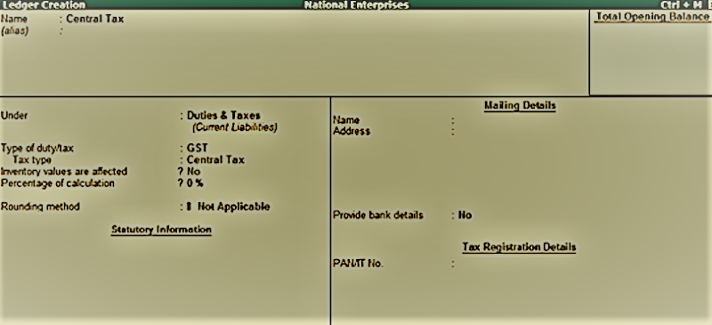 How to Creating GST Ledgers in Tally ERP - tally GST notes in Hindi