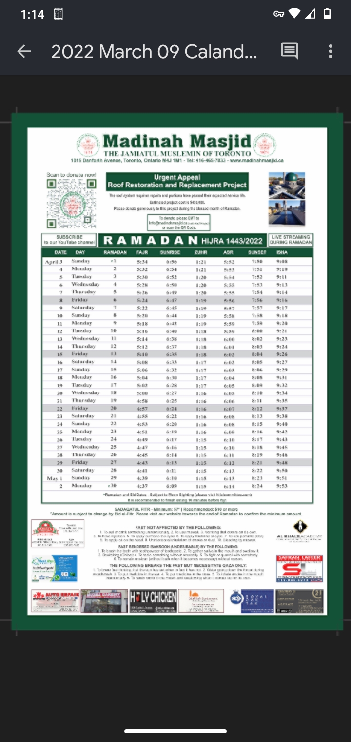 Timetable