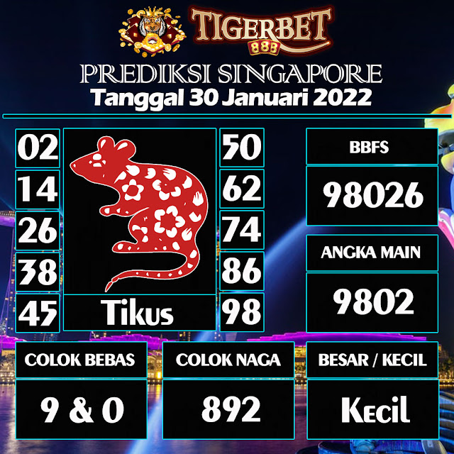 Prediksi Togel Singapore Tanggal 30 Januari 2022 Tigerbet888