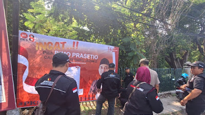 Banner Caleg se-Jatim Serentak Ditertibkan Panwaslu Purwodadi Pasuruan