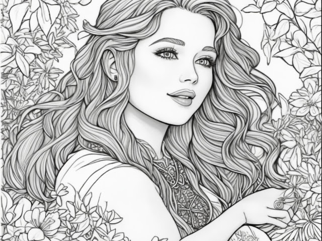 Beautiful girl coloring page