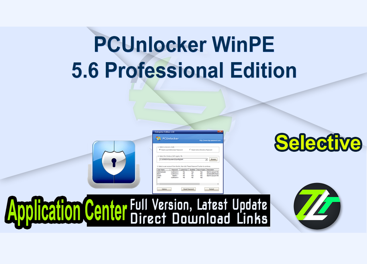 PCUnlocker WinPE 5.6 Professional Edition