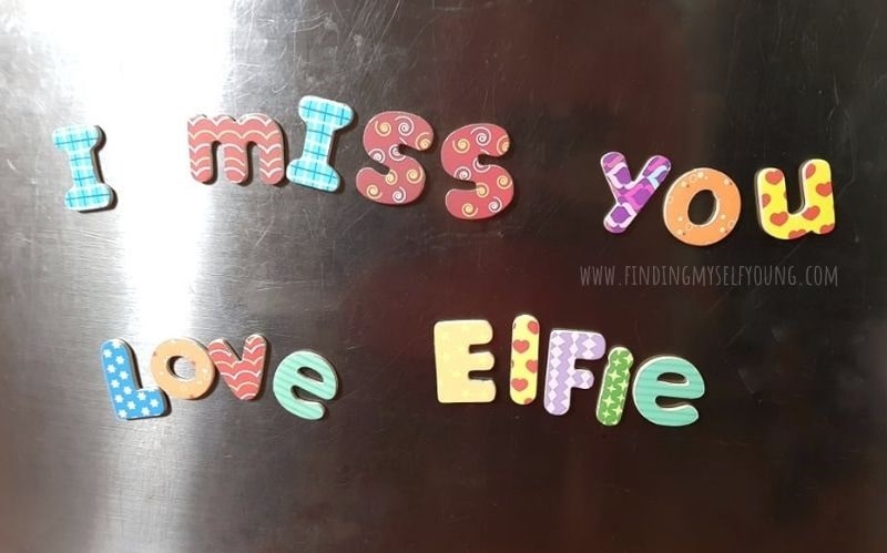 elf message on the fridge