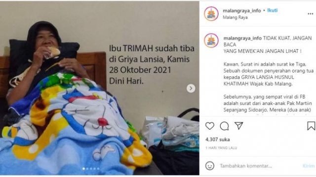 Trimah, Ibu yang Dititipkan Anaknya ke Panti Jompo