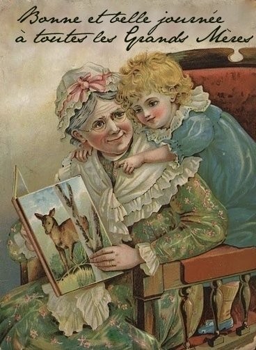 Carte ancienne grand-mère et l'enfant