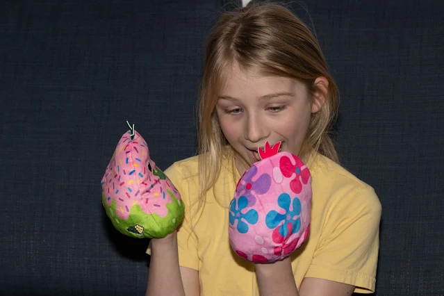 A tween talking to her cvp reversible plush toys