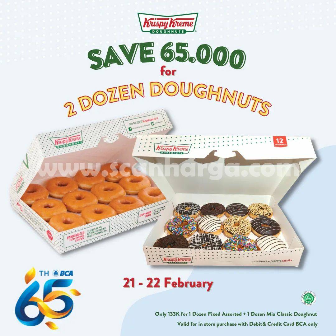 KRISPY KREME Promo HUT BCA 65 – DISKON Harga Spesial Rp 65.000 per Lusin Donut