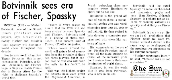 Botvinnik Sees Era of Fischer, Spassky