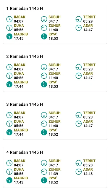 Jadwal Imsakiyah Ramadan 1445 H/2024 M Kabupaten Sampang Provinsi Jawa Timur